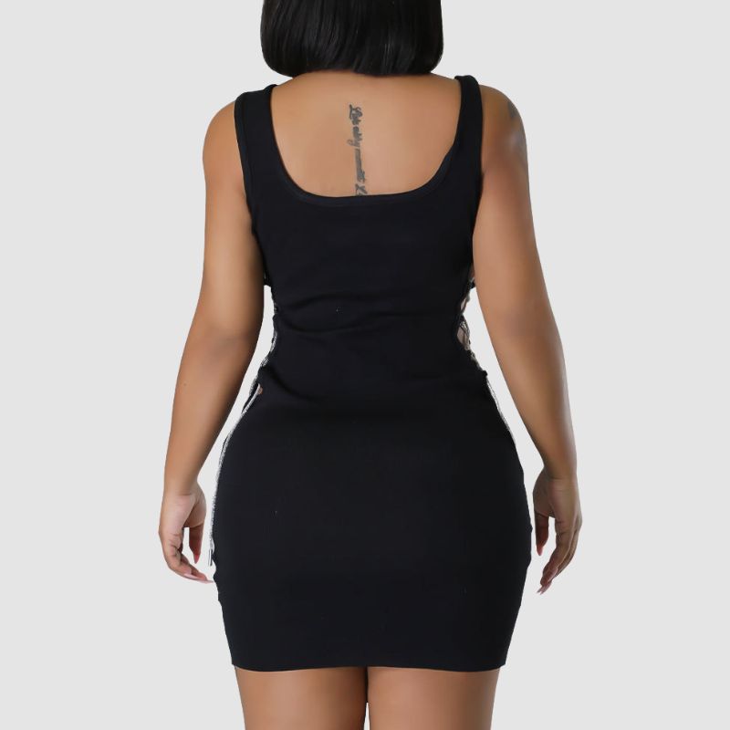 Tank Top Cut Out Drawstring Dress