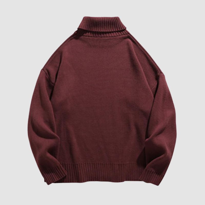 Solid Color High Neck Knit Pullover