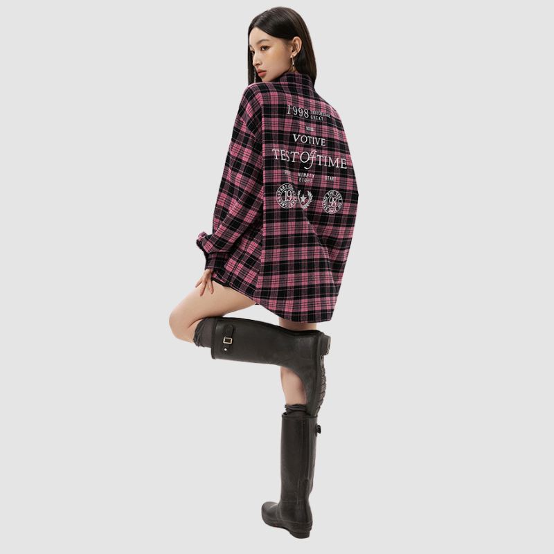 Letter Printed Plaid Shirts