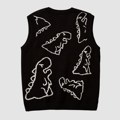 Dinosaur Printed Vest Sweater