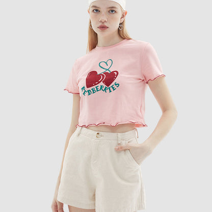 Heart & Letter Print Crop Top