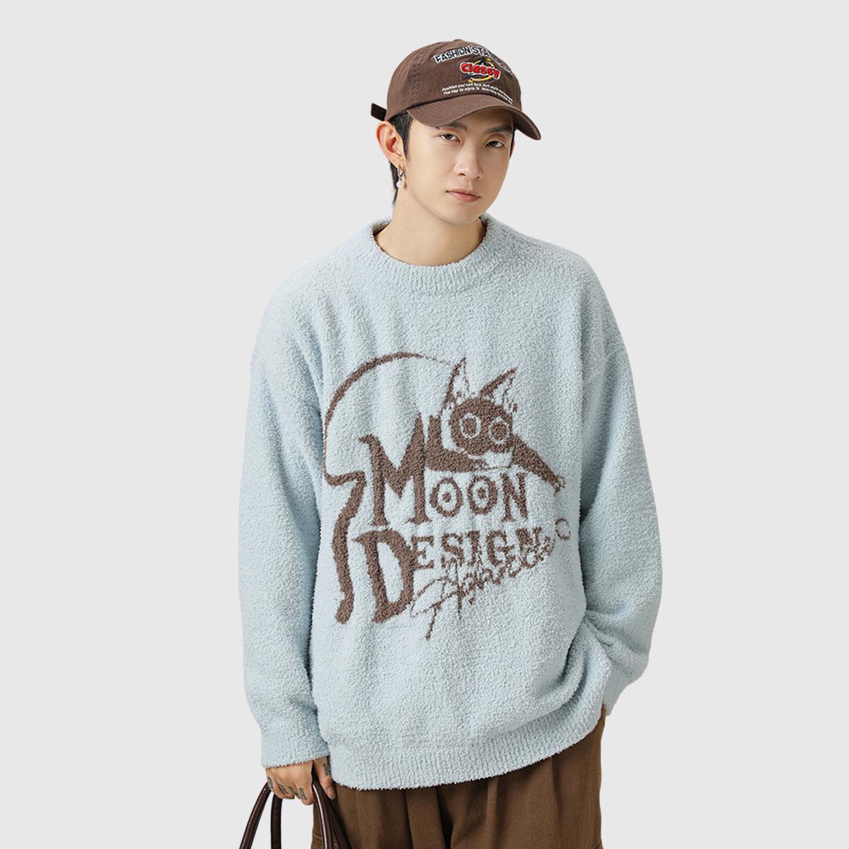 Moon Design Graphic Knit Sweater