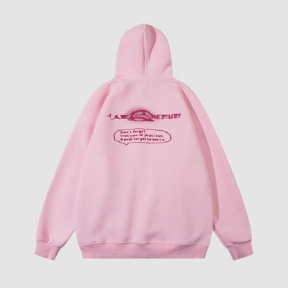 Line Person & Letter Printed Hoodies