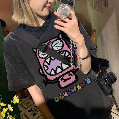 Cute Monster Pattern Printed Tee