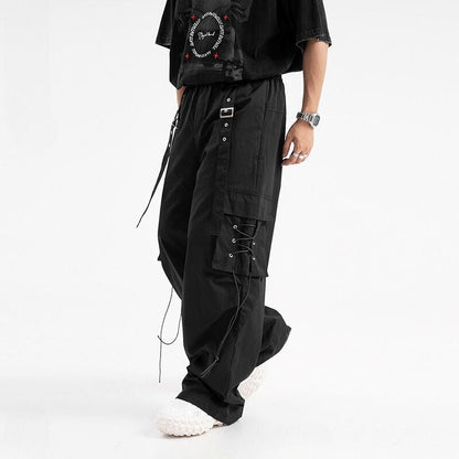 Ribbon Button Cargo Pants