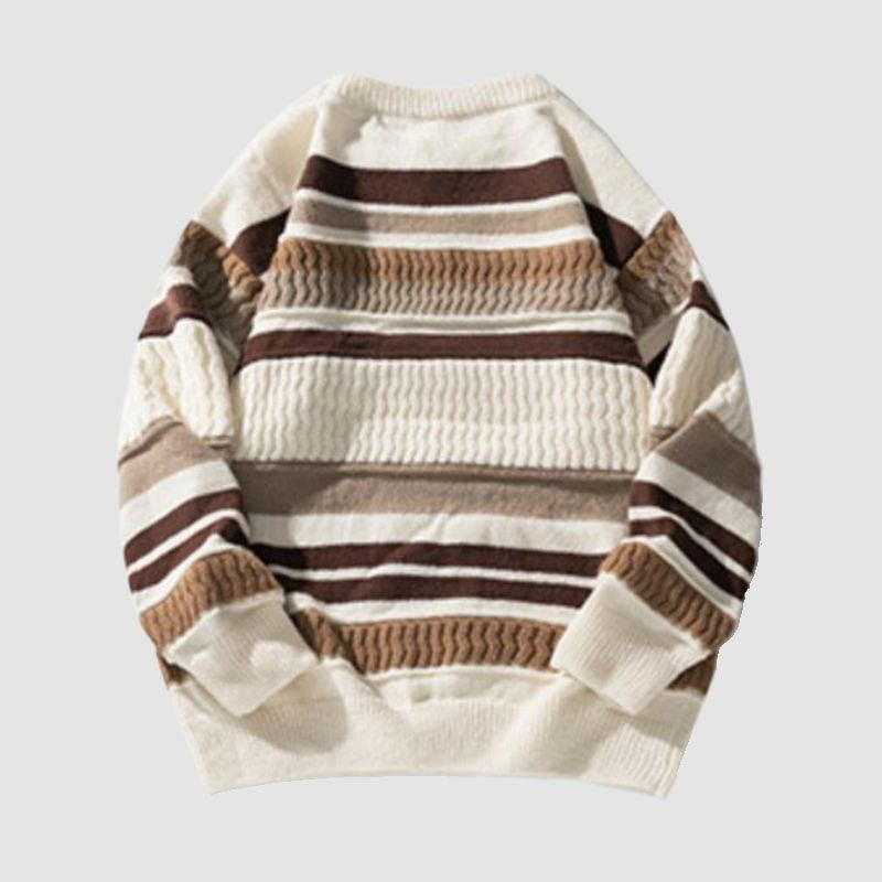 Striped Cable Patchwork Design Pullover