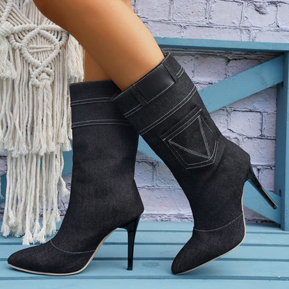 Denim Rider Mid-calf Boots