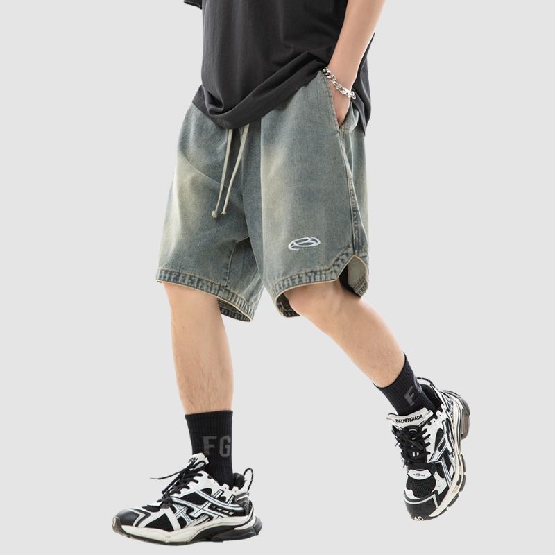 Slit Design Washed Jorts