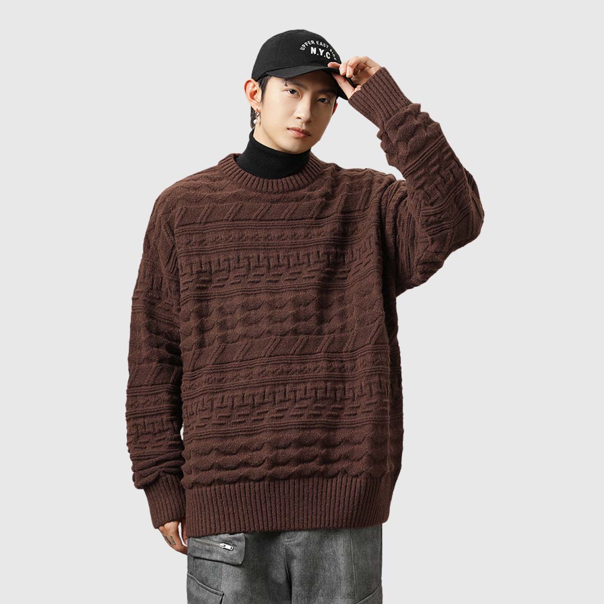 Japanese Retro Textured Knit Sweater