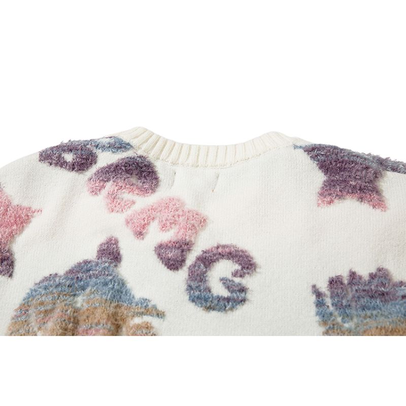 Colorful Dinosaur Jacquard Pullover