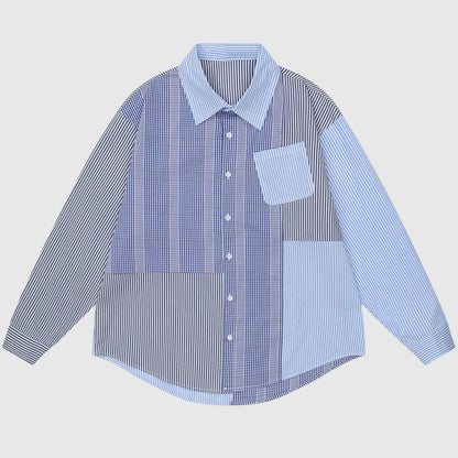 Irregular Patch Stripe Shirts