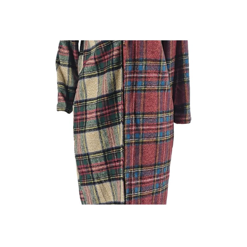 Plaid Patchwork Woolen Coat