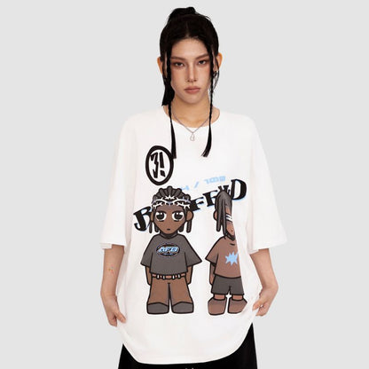 Hip Hop Cartoon Print Tee