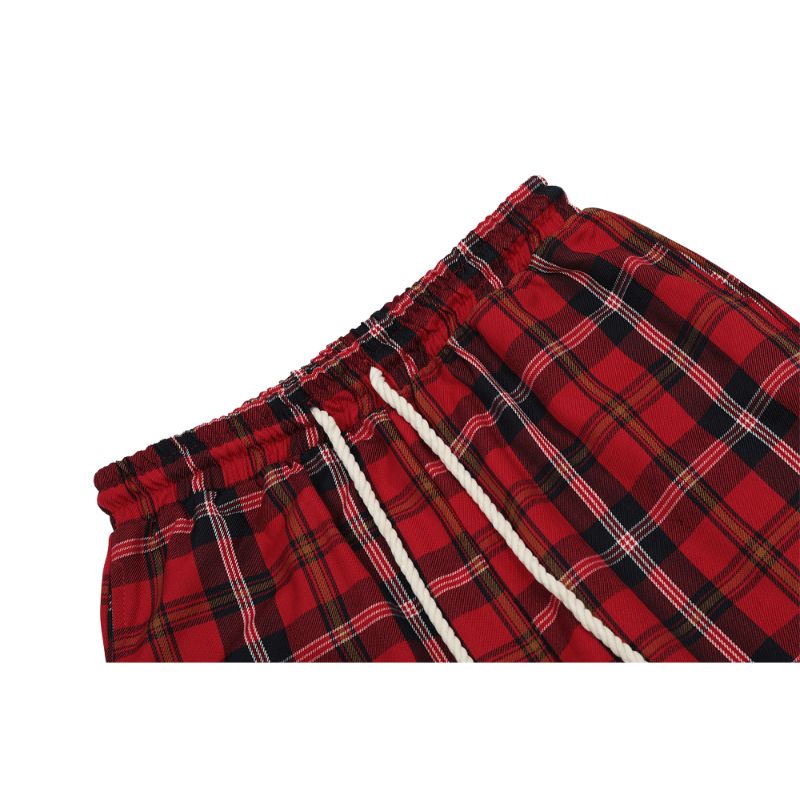 Drawstring Plaid Casual Pants