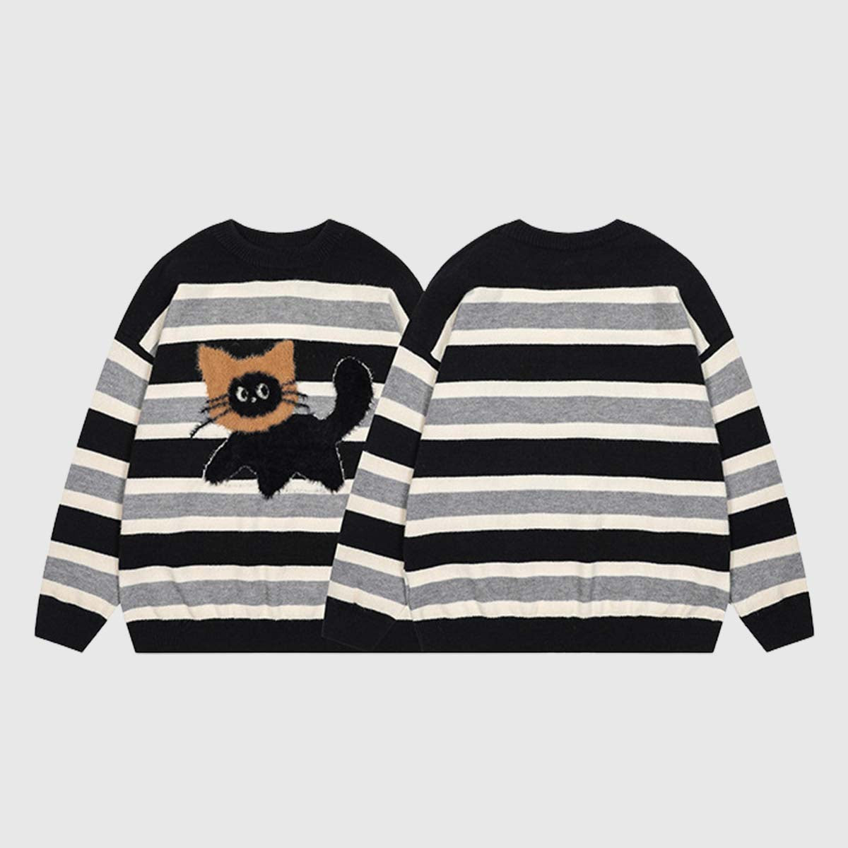 Cute Cat Striped Sweater