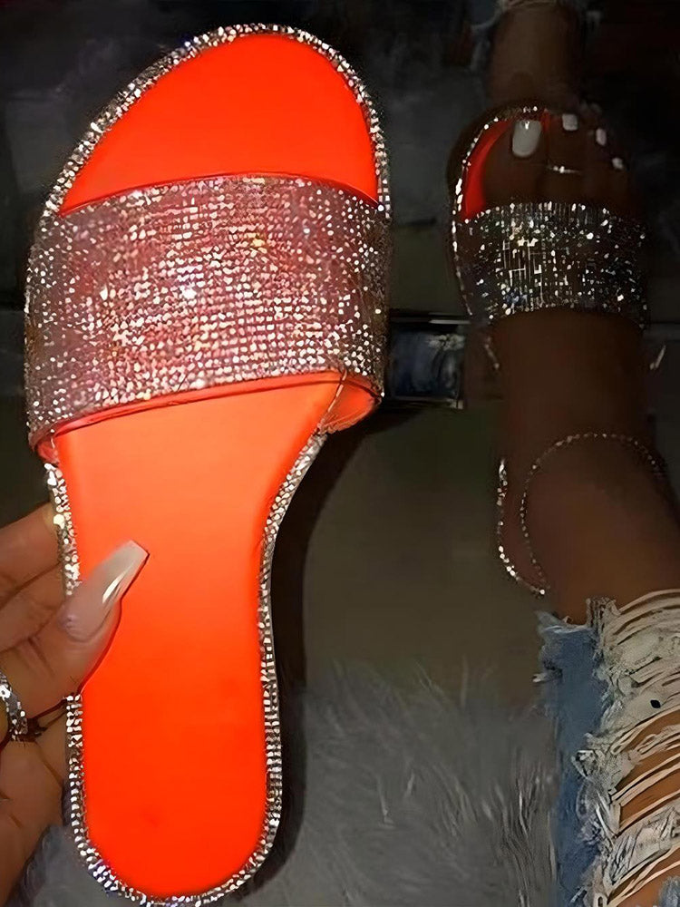 Crystal Glitter Flat Bling Slippers