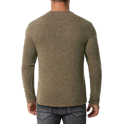 Men Casual Soft Cotton Waffle Knit Soft Sweater