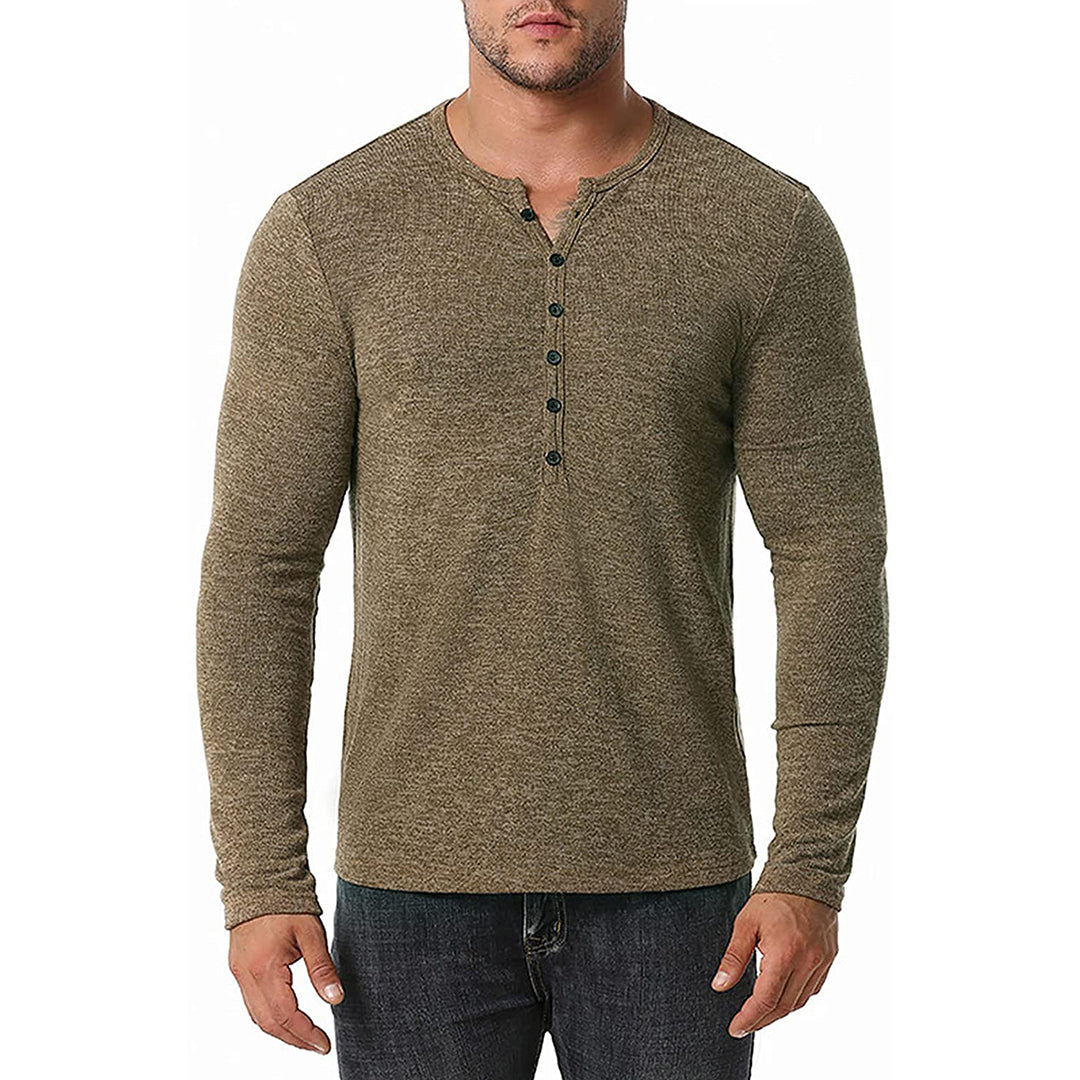 Men Casual Soft Cotton Waffle Knit Soft Sweater