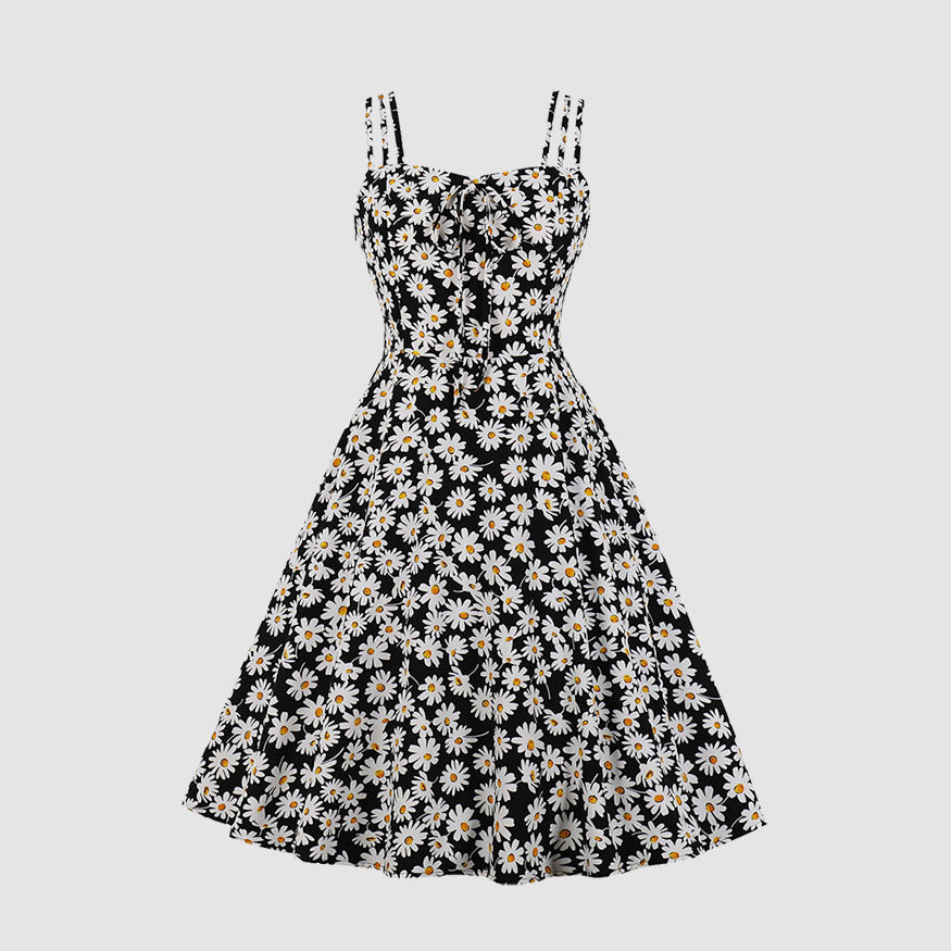 Vintage Daisy Print Cami Strap Dress