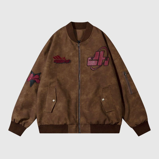 Original Streetwear Embroidered Leather Baseball Jacket