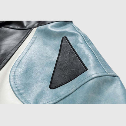 Retro Colorblock PU Moto Jacket