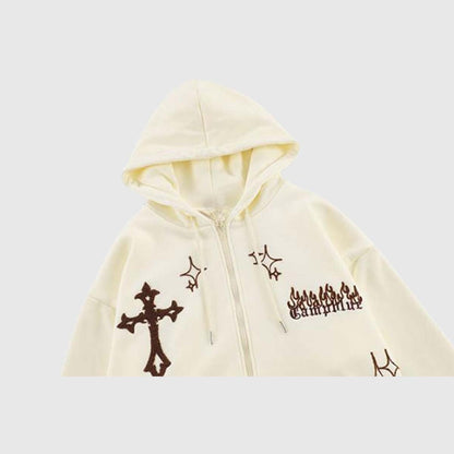 Cross Embroidery Hoodie