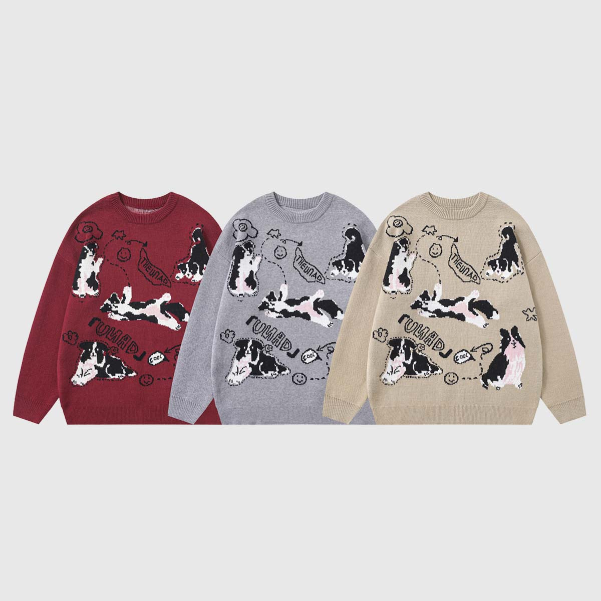 Dog Pattern Knit Sweater