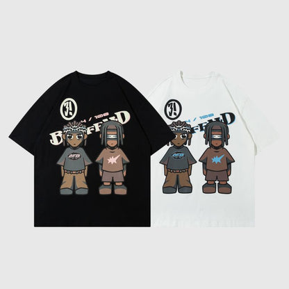 Hip Hop Cartoon Print Tee