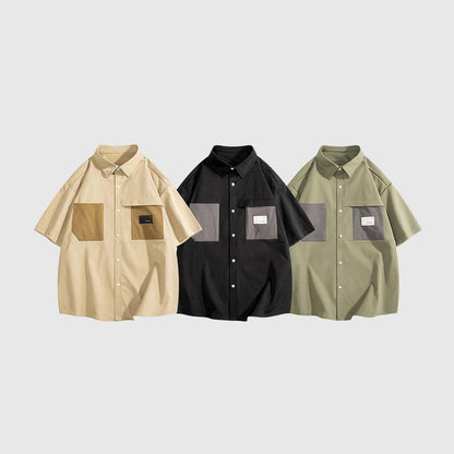 Patchwork Pocket Cotton Shirts