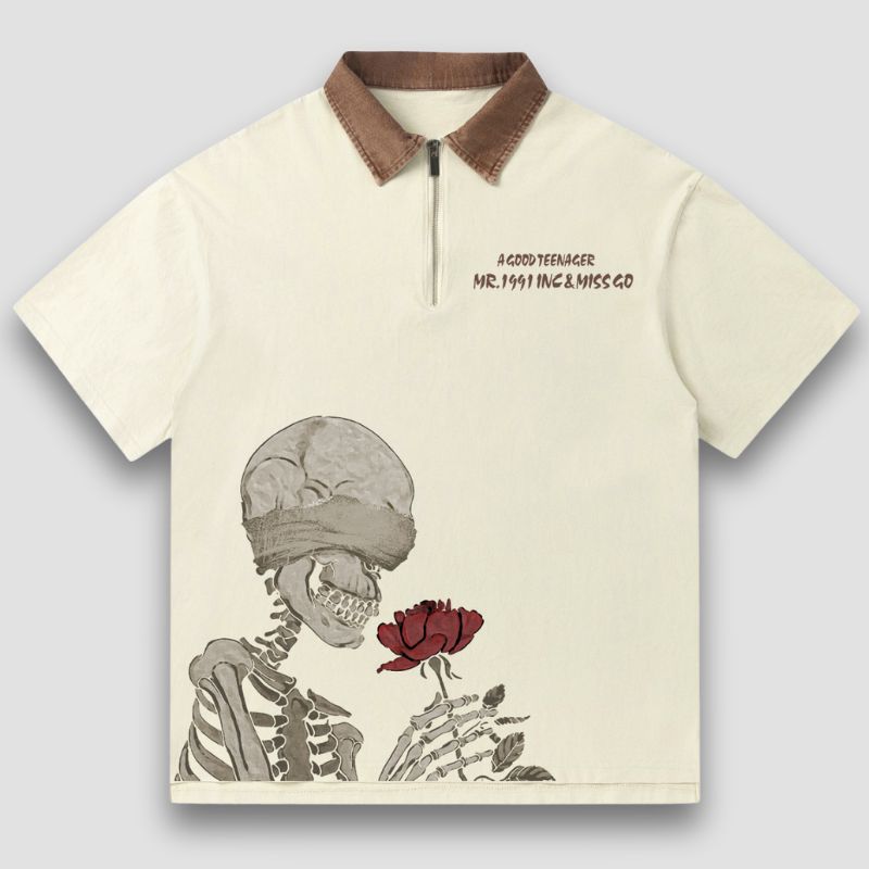 Skull Rose Print Tees