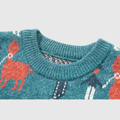 Vintage Animal & Forest Knit Sweater