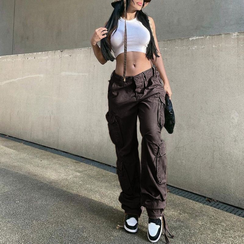 Vintage Wide Leg Cargo Pants