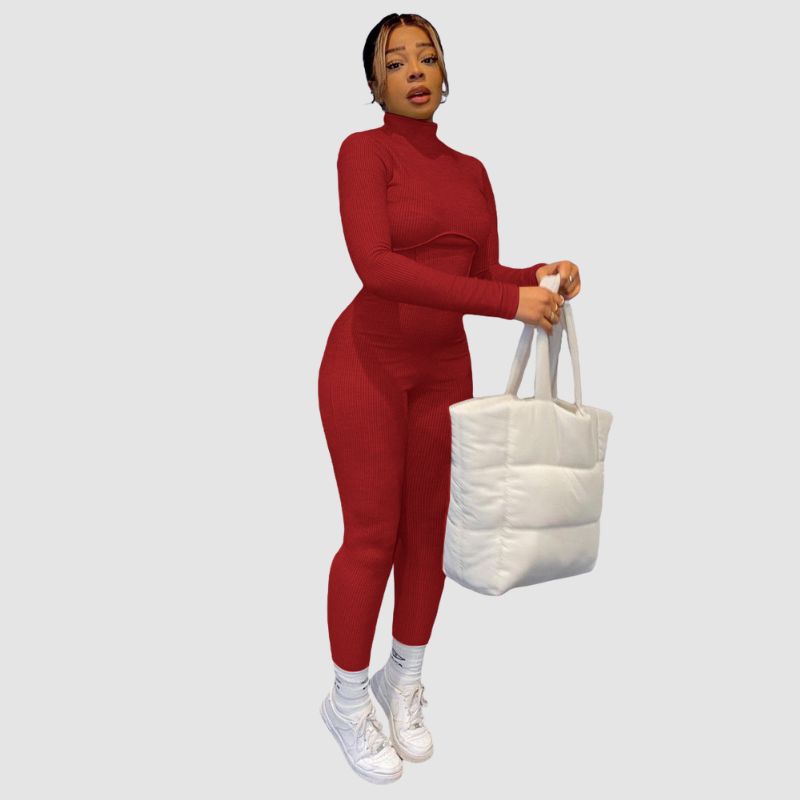 Solid Color Knit Jumpsuits