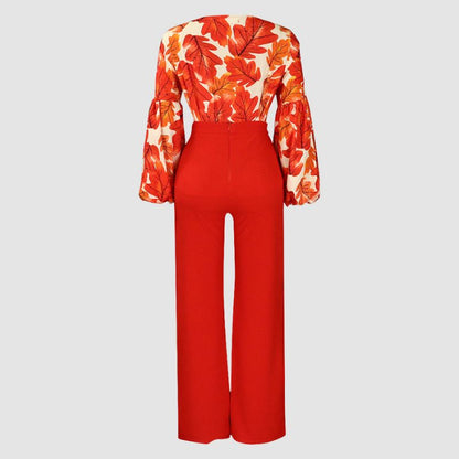 Flower Printed Wide Leg Pant Set