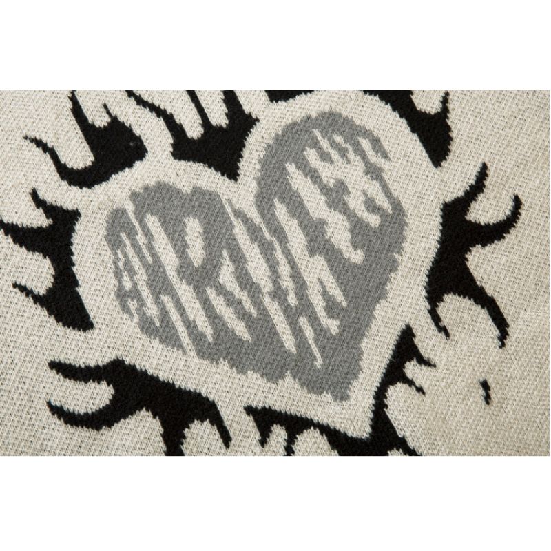 Heart Embroidered Hollow Out Design Sweater