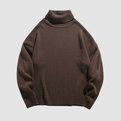 Solid Color High Neck Knit Pullover