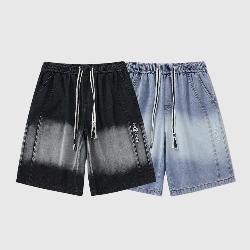 Ice Silk Contrast Denim Shorts