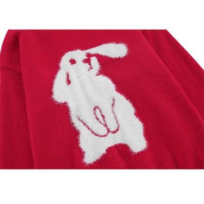 Rabbit Pattern Embroidered Pullover