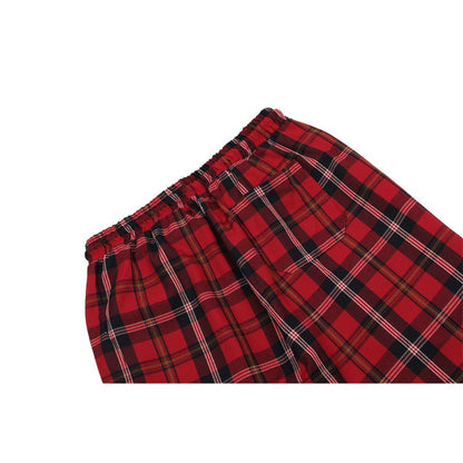 Drawstring Plaid Casual Pants