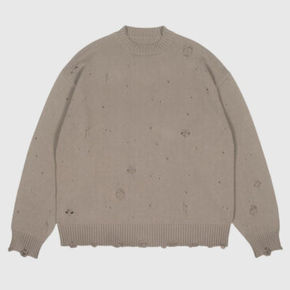 Autumn/Winter Streetwear Distressed Knit Sweater