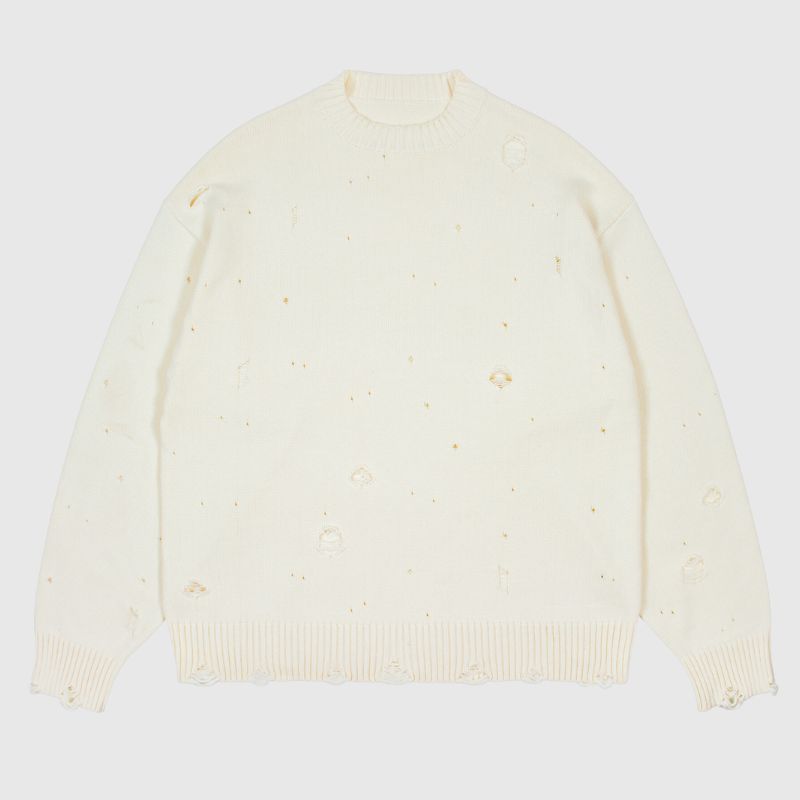 Autumn/Winter Streetwear Distressed Knit Sweater