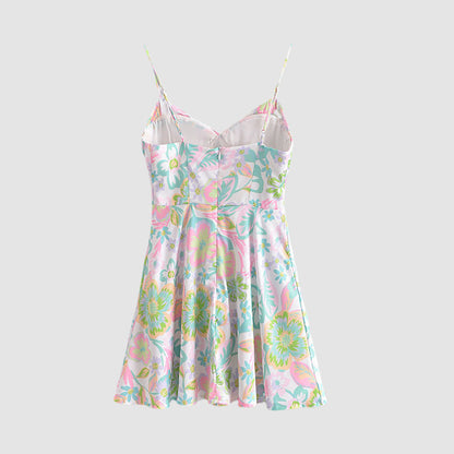 Floral Print Spaghetti Straps Dress