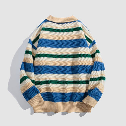 Detachable Drawing Striped Sweater