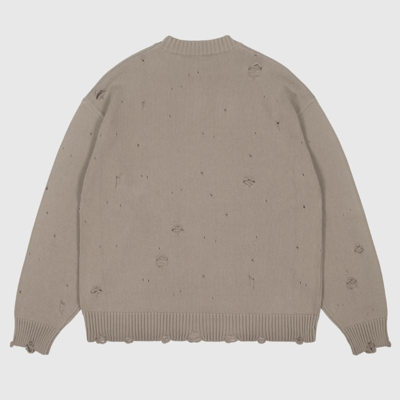 Autumn/Winter Streetwear Distressed Knit Sweater