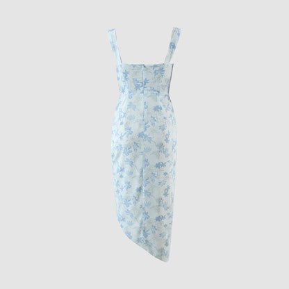 Floral Print Ruched Midi Dress