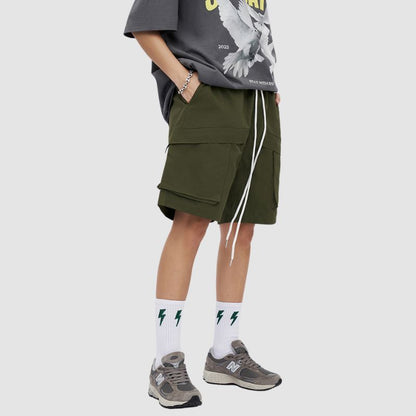 Pocket Patch Drawstring Cargo Shorts