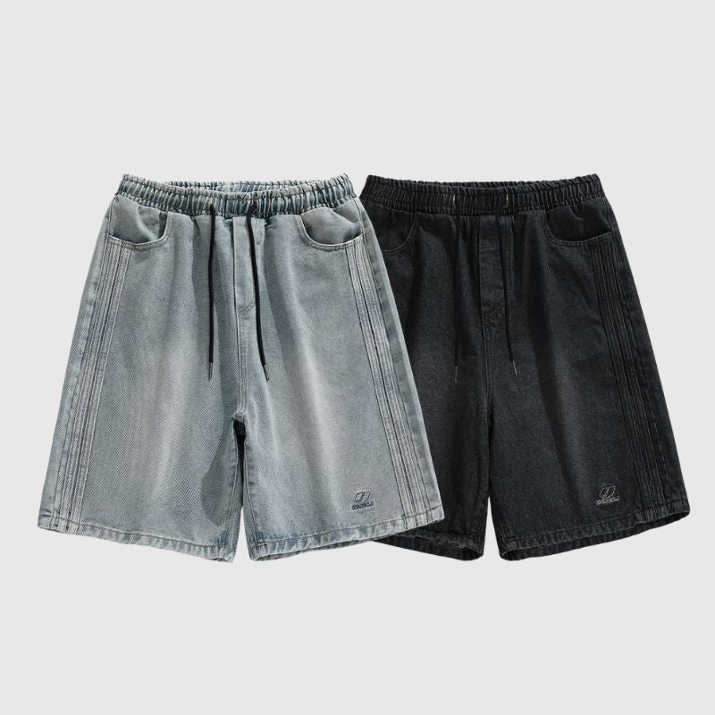 Side Embroidered Washed Jorts