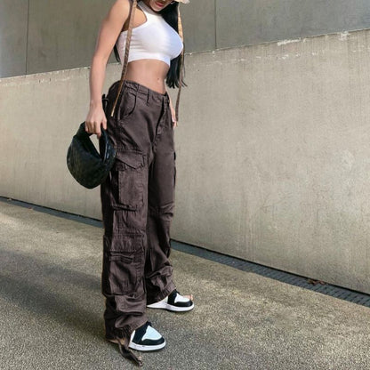 Vintage Wide Leg Cargo Pants