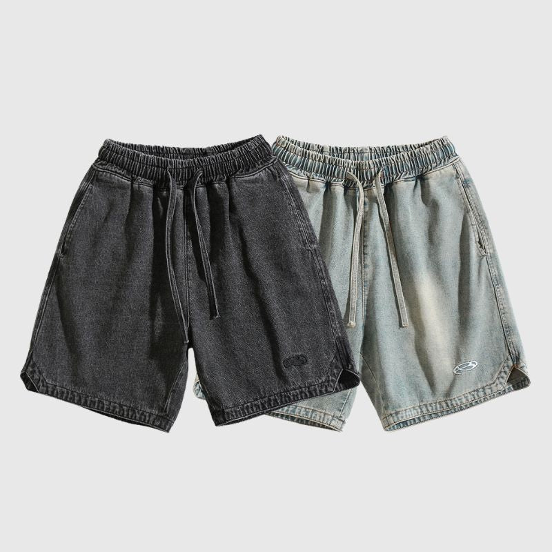 Slit Design Washed Jorts