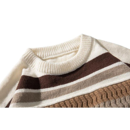 Striped Cable Patchwork Design Pullover